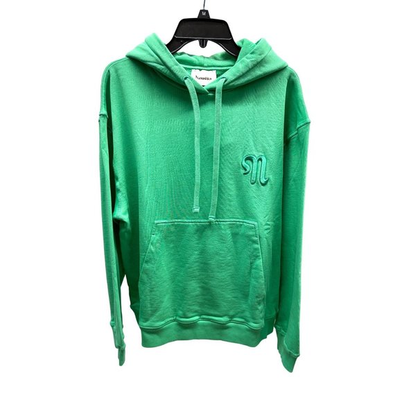 NEW Nanushka Green Organic Cotton Logo Embroidered Hoodie Small - Picture 3 of 8